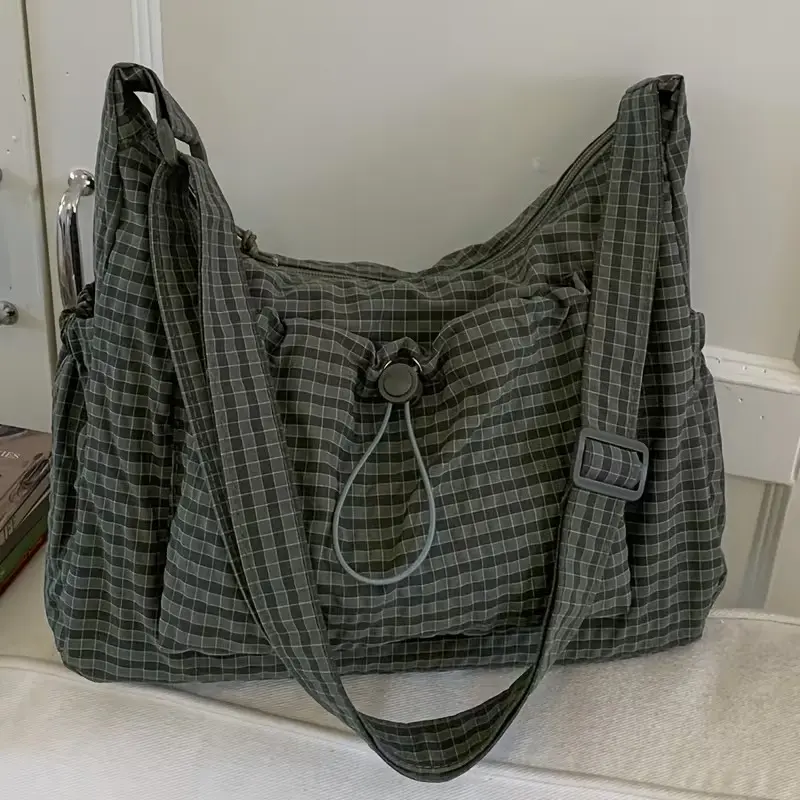 Nylon Fabric Crossbody Bag,Fashionable Casual Drawstring Single-shoulder Bag, Versatile Textured Women's Crossbody Bag with Adjustable Shoulder Strap for Easy Carrying. Suitable for Daily Commutes, Shopping, Outings, Short Trips, Travel, and Vacations