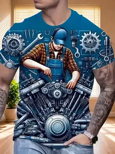 3D Digital Print Trendy Casual Streetwear Short-Sleeve Menswear Clothing, Suitable for Home And Outdoor Versatility