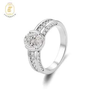 New EOM Moissanite Waterproof 1.5ct Vintage Fortune Glow Oval Ring Silver-Plated Wedding Engagement Anniversary Valentine's Day Romantic Elegant Gift Daily Wear for Women