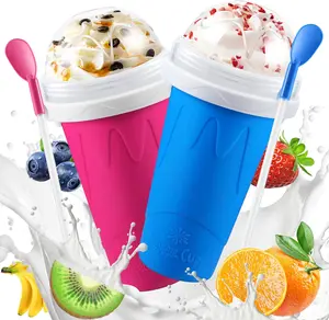 2PCS Slushie Maker Cup,DIY Magic Quick Frozen Smoothies Cups for Homemade Milk Shake Ice Cream Maker, Cooling Cups, Double Layer Squeeze Slushy Maker Cup,Birthday Funny Gifts for Friends &Family