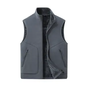 Men's vest, autumn and winter double-sided fleece thickened waistcoat, casual, comfortable, warm Grey Menswear