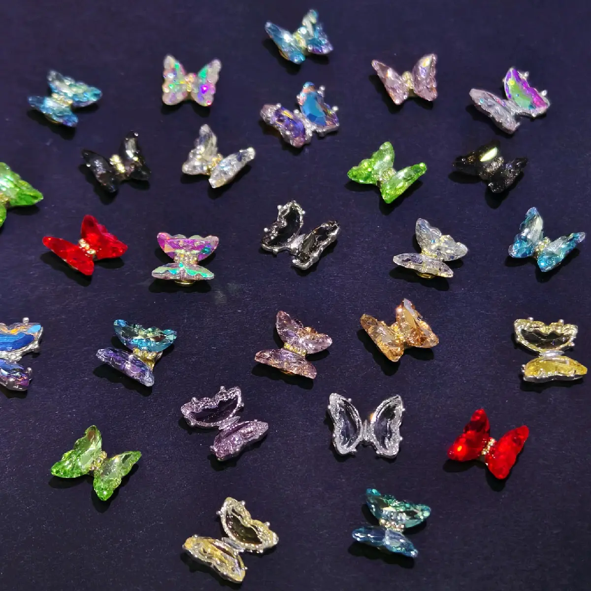 K9 Metal Butterfly for Nail Art DIY and More - Elegant Design for Creative Nail Art Projects rhinestone design cute charm custom hand live reveal Square glitter design decor Colorful Crystal