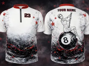 8 Ball Wreck 23 Custom Name Quarter Zip Sport Jersey Personalized Design Billiards