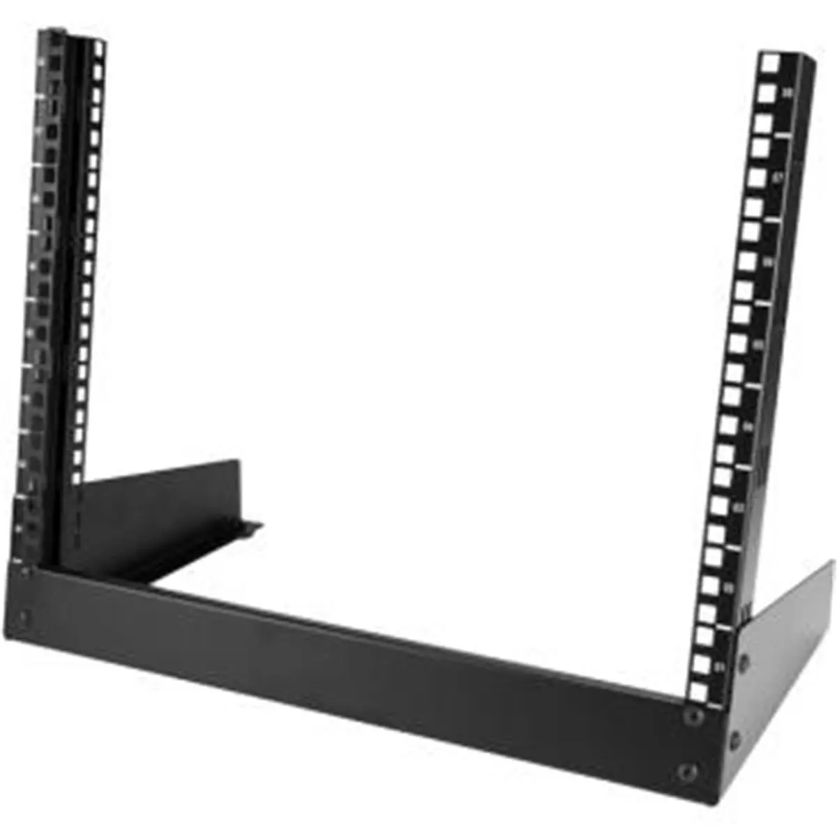 Startech RK8OD 8U 2-Post Open Frame Steel Chassis Server Rack, Rectangle Tabletop (16.3x19.8in), A/V & Desktop Equipment Holder, Quick Pairing, Assembly Required