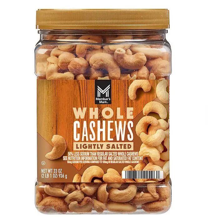 Member's Mark Lightly Salted Whole Cashews, 33 oz. Snack Jar