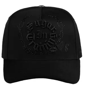 Sugar XY Jc Hats Black SnapBack with Embroidered Logo and Adjustable Strap for Men