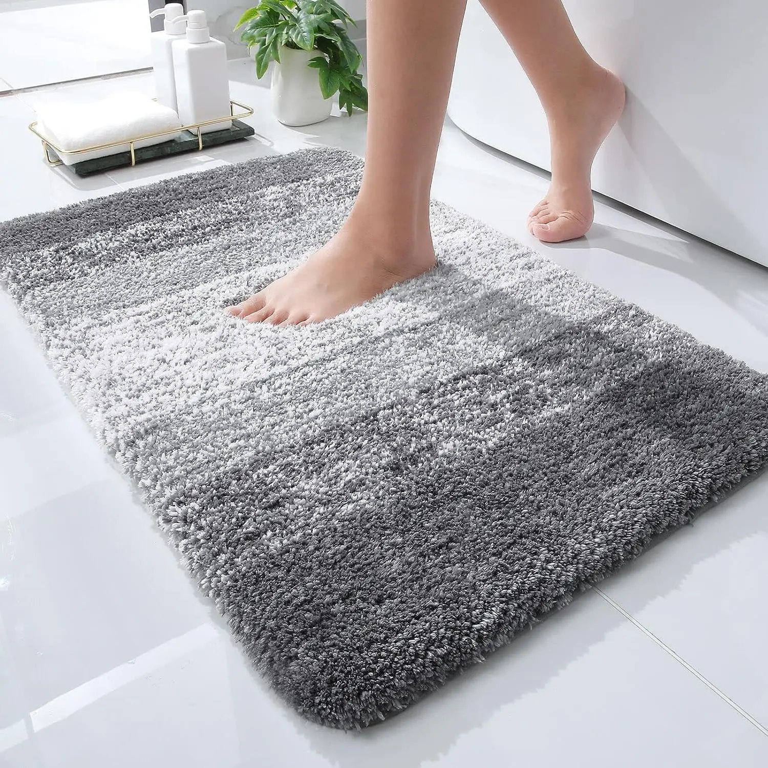 Luxury Bathroom Rug Mat 24x16, Extra Soft and Absorbent Microfiber Bath Rugs, Non-Slip Plush Shaggy Bath Carpet, Machine Wash Dry, Bath Mats Rubber Decor
