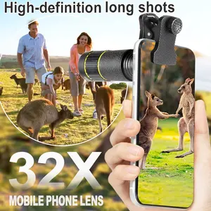 New 32x Telephoto Phone Lens, Includes Case and Clip, Compatible with Most Smartphones, Ideal for Concerts, Sports, Photography Enthusiasts