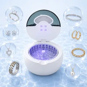 Ultrasonic Jewelry Cleaner with UV-C Sterilization, 45kHz 200ML 4-Mode Ring & Diamond Cleaner Machine for Rings, Earrings, Necklaces, Bracelets, Watches, Retainers & Dentures