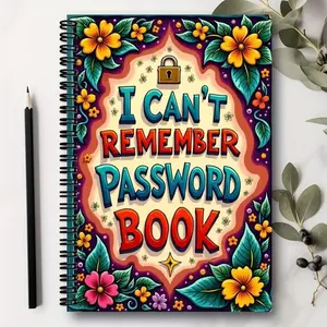Fun Spiral Password Notebook for Internet and Computer Logins, Record Websites Usernames Passwords, Password Protector for Home Office, Spiral Bound Notepad, Spiral Notebook Journal