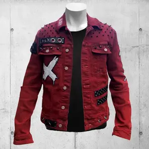 Scarlet Red Punk Rock Battle Jacket (The Forsaken)