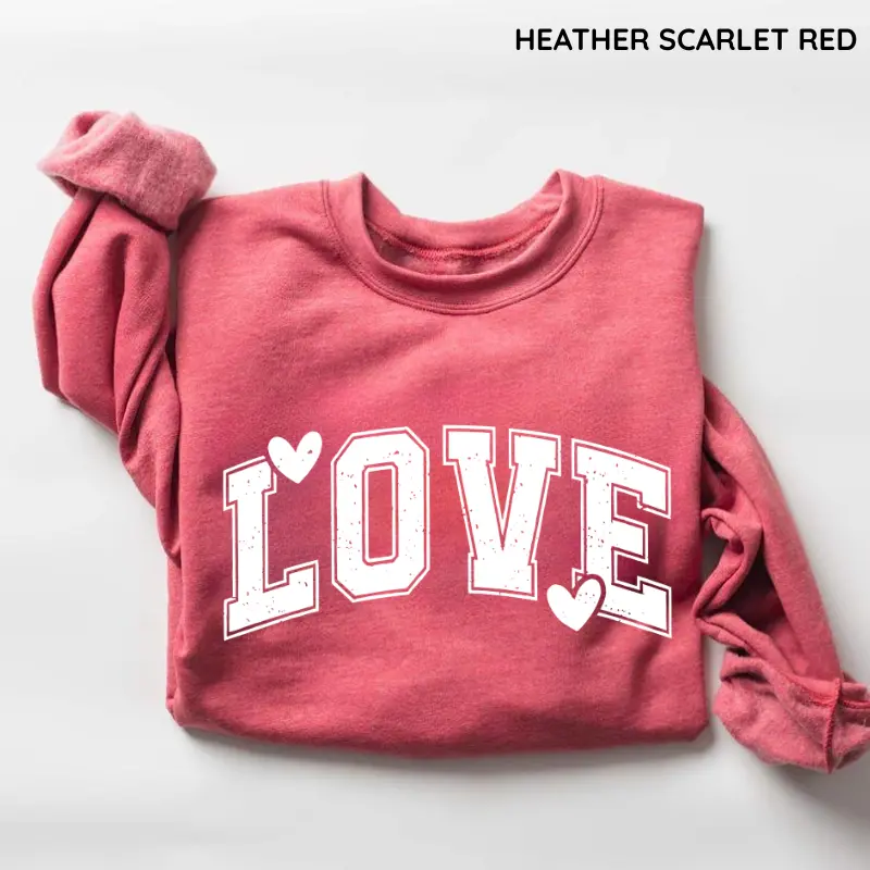 Retro Love Valentines Heart Sweatshirt, Teacher Gift Sweater, Women’s Valentine Graphic Shirt