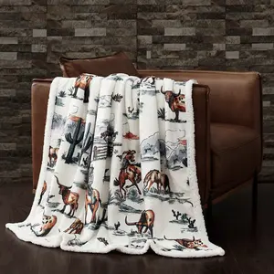 Ranch Life Western Toile Campfire Sherpa Throw