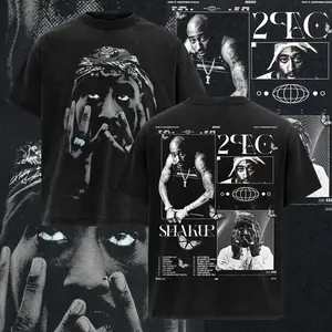 Tupac Shirt- Vintage Rap Hiphop Casual Fashion Graphic Tee - 100% Cotton Unisex Printed T-shirt - Music Lover Shirts