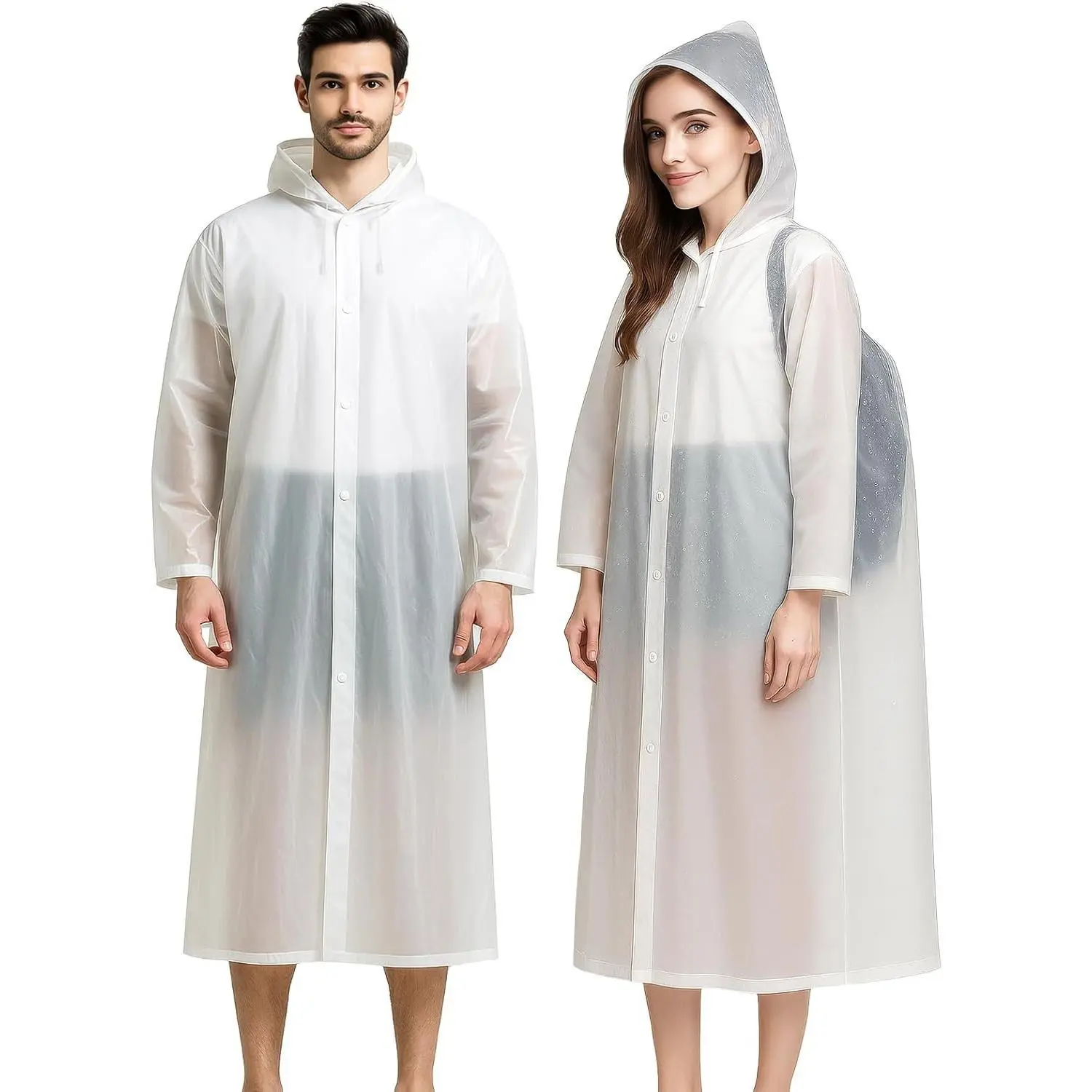 2 Pack Rain Coat, Rain Coats for Women, Ponchos for Adults, Rain Poncho, Raincoat, Clear Rain Jacket for Camping, Hiking