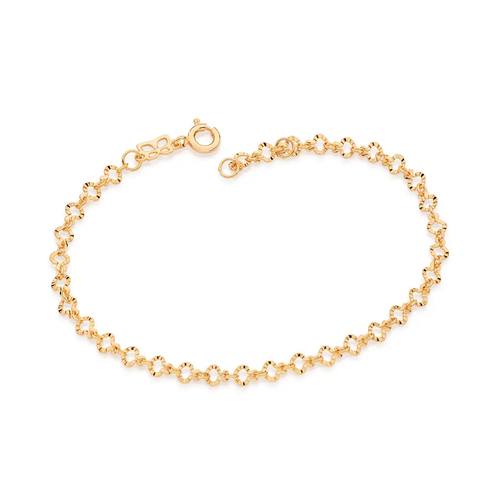 Rommanel - 18K Gold-Plated Heart Cable Link Bracelet - Hypoallergenic Everyday Jewelry