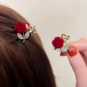 [Valentine's Day Gift] Two Elegant Sparkling Rhinestone Rose Hair Clips - Vintage-Inspired, Perfect for Daily Wear, Valentine's Day Gift, Valentine's Day Hair