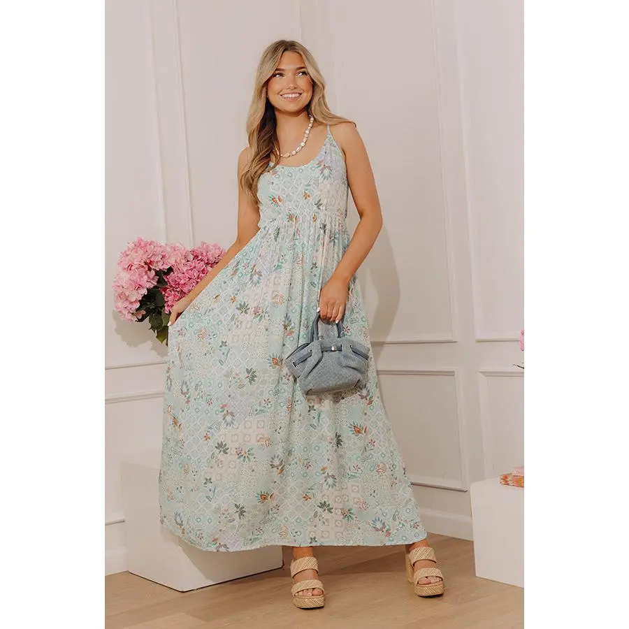 Island Vacay Maxi Dress in Aqua