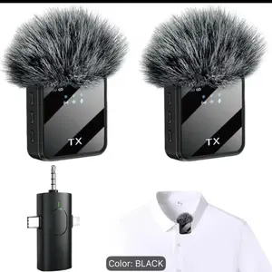 2-Piece Portable Handheld Mini Wireless Microphone with Receiver, Noise Reduction, Clear Audio for Content Vlogging