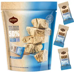 Halva Sugarless Tahini Bar Mini Snacks – Assortment of 15 Snack-Sized Vanilla Flavor Halvah– Vegan, 12 g. Each Product Name