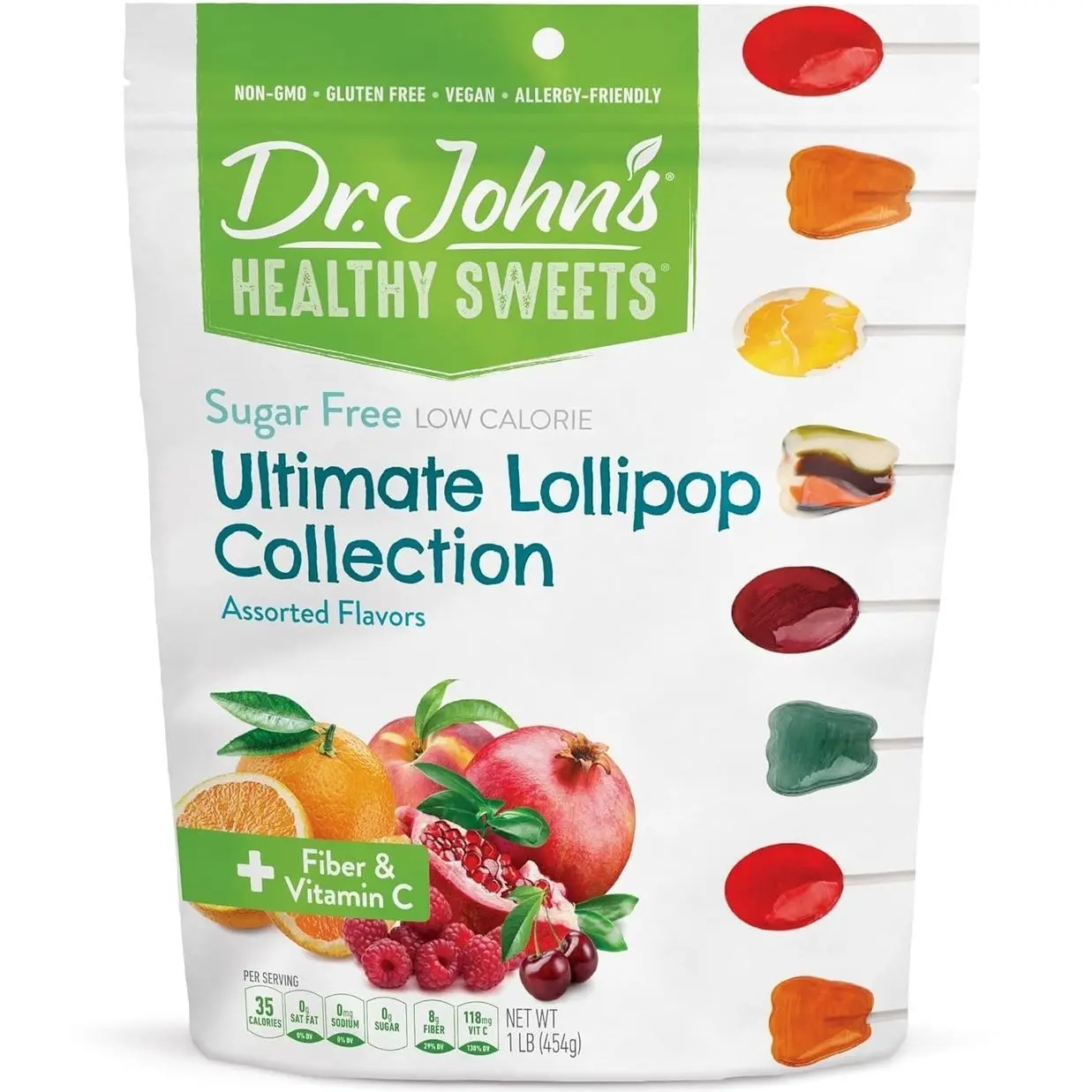Dr. John’s Sugar Free Candy, Healthy Lollipops with Zero Sugar, Low Calorie Snacks, Keto Friendly Hard Candy Sweets, Ultimate Collection, 60 Count, 1 LB