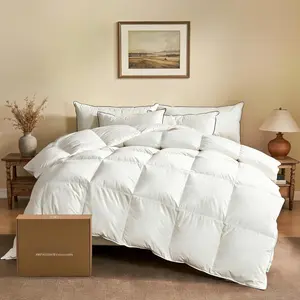 Goose  Down Fiber Comforter California  -    Cover, 750 Fill Power Extra   Season Duvet Insert, Medium Warmth (104"x96", White)