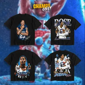 CHAMPS ONLY Derrick Pooh Rose [Collection] Heavy Cotton T-Shirt For Basketball Fans Menswear Outfit Gameday Shirt Direct To Garment Breathable Print