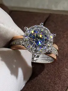 1 PC Romantic Cubic Zirconia Artificial Gemstone Ring For Women For Wedding Engagement Anniversary Party Jewelry Valentine's Day Gift