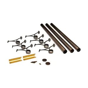 Outwater 24' Bar Foot Rail Kit - Complete Undercounter Mount Hardware and Tubing, Antique Brass Finish