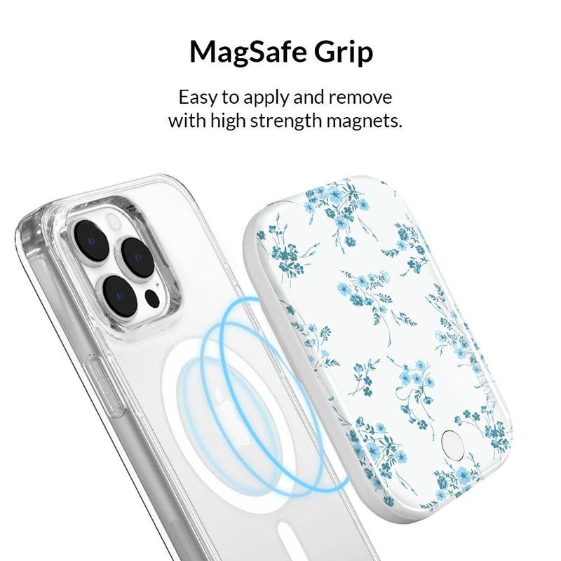 Velvet Caviar French Blue Floral MagSafe Battery Power Pack - Fast Charging Extra Power, Strong Magnetic Grip Compatible iPhone Wireless Chargers
