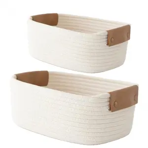 1 PIECE Handwoven Storage Basket with Sturdy Handles Rectangular Organizer for Bathroom Kitchen Bedroom Office Home Decor Craft Jewelry Storage Country Style Woven Shelf