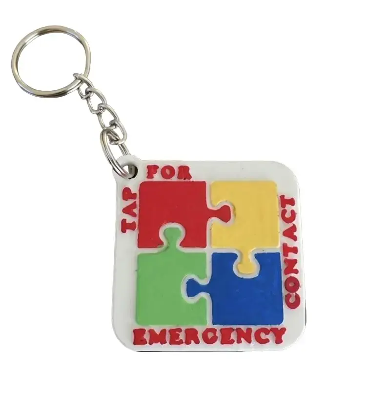 Personalized NFC Emergency Contact Keychain Accessory - Medical Alert ID with NFC Chip, Customized Gifts for Nonverbal Autism, Tap Access to Emergency Information, Keychain Included, Emergency Nfc Contact Card
