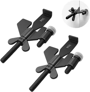 Upgraded Portable Door Lock   Door Locker   for Traveling Hotel  Apartment College and Travel Lockdown Locks for Additional Safety, Pack of 2, Black