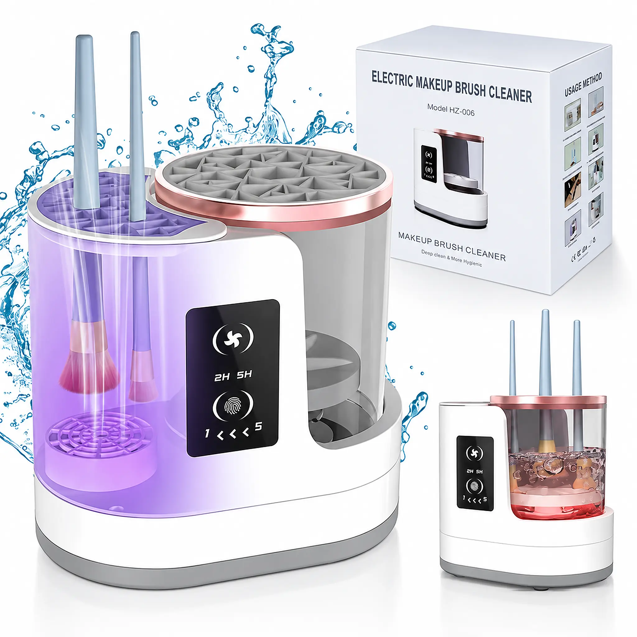 3-in-1 Automatic Makeup Brush Cleaner & Dryer, 5-Min Deep Cleaning Machine with 2H/5H Drying Modes & Auto Shutoff, Makeup Brush Washer for Foundation, Blush Brushes & Sponges, Home Cosmetic Care Tool, Christmas Gift for Her
