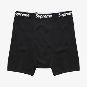 Supreme x Hanes Boxer Brief (1 Single Boxer Brief) Black - Comfortable Comfy Cozy Cotton Underwear Unisex for Mens Womens GS Kids Young Junior Holiday Christmas Gift Stocking Stuffer