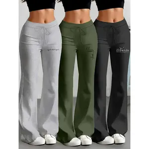 Milk silk yoga pants, sports and casual style underwear, European and American style wide leg straight cut, drawstring waistband, casual and fashionable pants