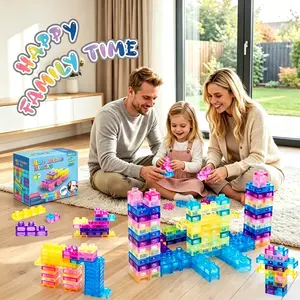 40 Pcs Jelly Blocks Set, Soft Squishy Stacking Toys, Sensory Touch Playset, Early Stem Building Blocks for Kids Aged 3+