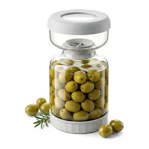 Pickle Jar With Strainer Glass Pickle Container Airtight Glass Jar With Lid Pickle Storage Container For Olives Jalapenos Kimchi And Charcuterie Snacks