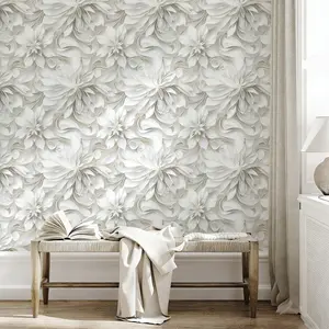 Floral Wallpaper Peel and Stick, No Damage Removable Wall Decor, Elegant Embossed Flower Design, Modern & Minimalist Home Decor