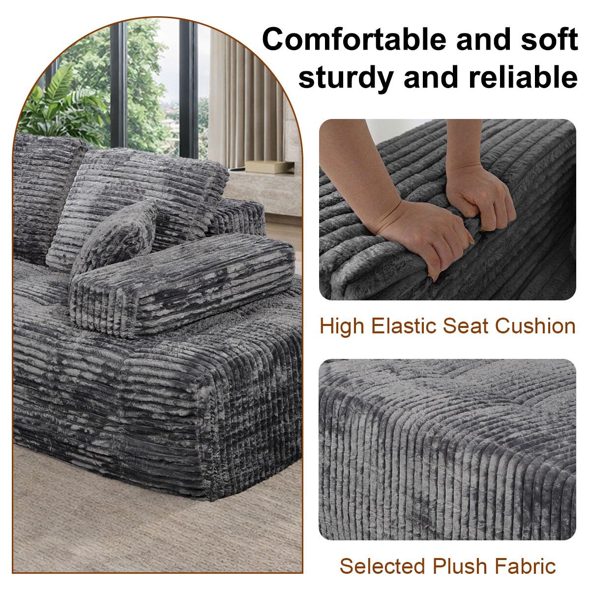[2 packages shipped] 110 inch Corduroy fabric high-density sponge boneless sofa multiple combination methods ergonomic suitable for various scenarios compressed sofa No need to assemble segmented sofa kit, flexible configuration