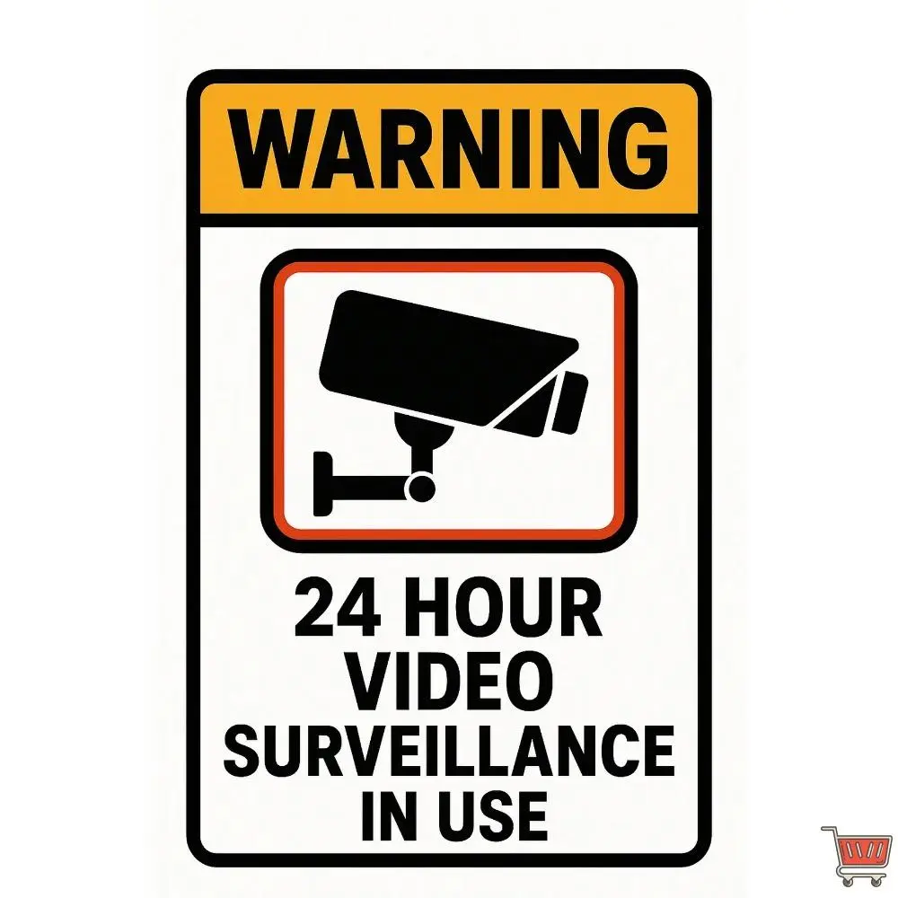 4x6 inch Vinyl Warning Security Sticker Decal for Outdoor Use DIY Scrapbooking Sticker 24 Hour Video Surveillance in Use