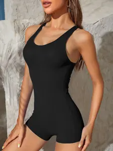 Women's One-Piece Professional Racing Swimsuit, Backless Pure Color Comfortable High Elasticity, Ladies' Swimwear for Speed Training, Bodycon Swimsuit