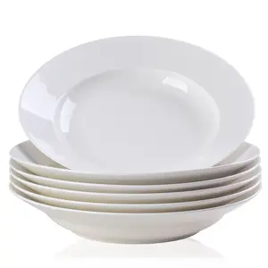 Ceramic Dinner Plates Set of 6, 9.5 Inch Round Salad and Serving Dishes with Smooth Glaze – Dishwasher, Microwave, and Oven Safe, Scratch Resistant, Stackable, Elegant for Everyday & Parties