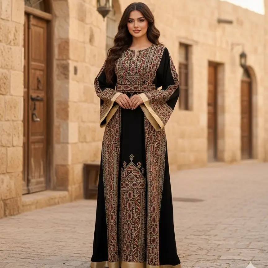 Majestic Black & Gold Heritage Tatreez Thobe