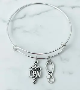 LPN Charm Bracelet | Licensed Practical Nurse Stethoscope Bangle Gift