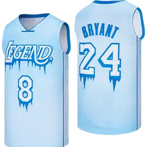 Men's 8-24  Basketball Jersey EmbroideryBryant Fashion Blue T-shirt Legend Hiphop Sports basketball jersey Men's Embroidery