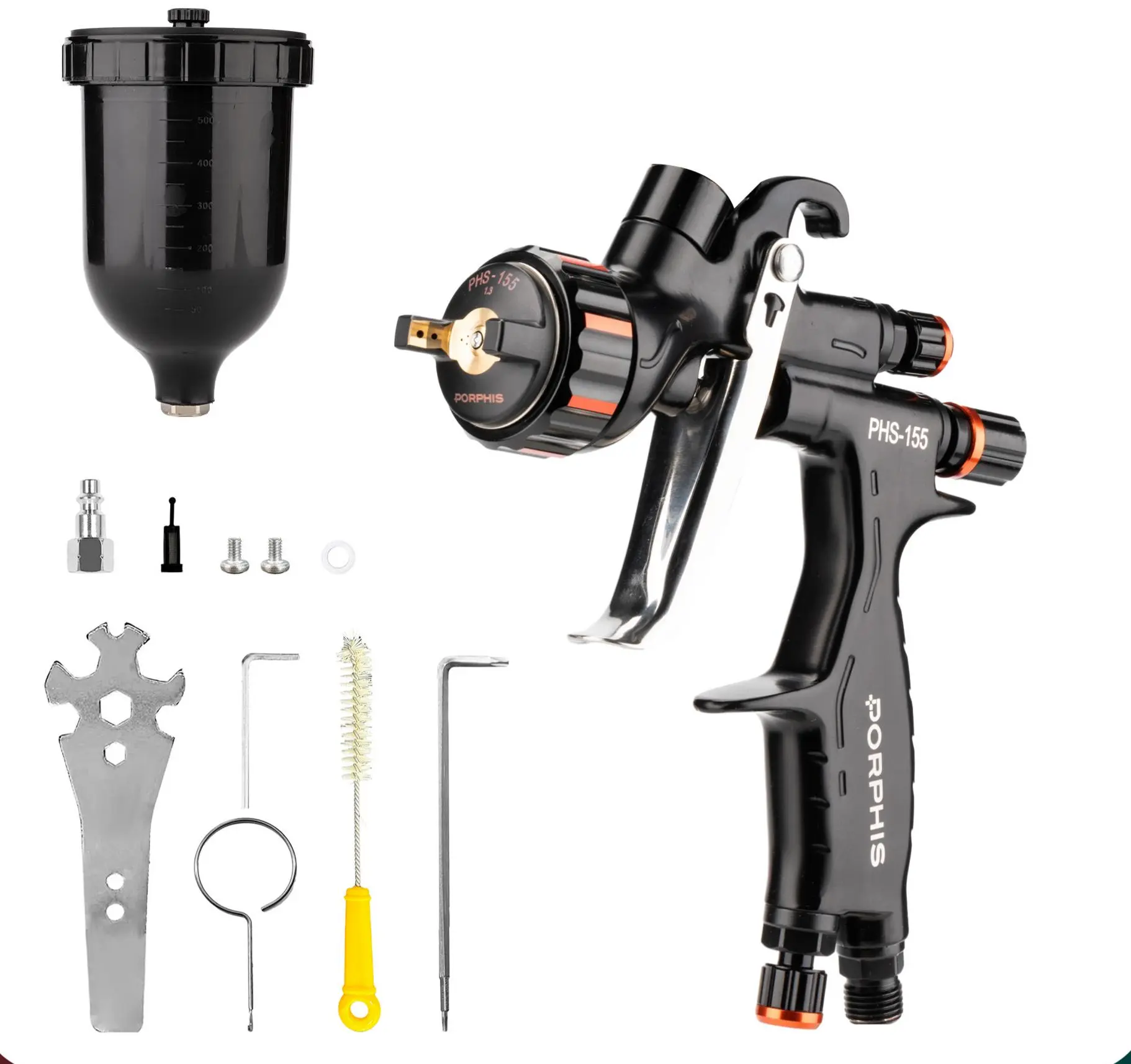 Primer Coat Automotive Spray Gun - PORPHIS PHS-155 Professional 1.3mm Nozzle MP Paint Gun with High Transfer Efficiency
