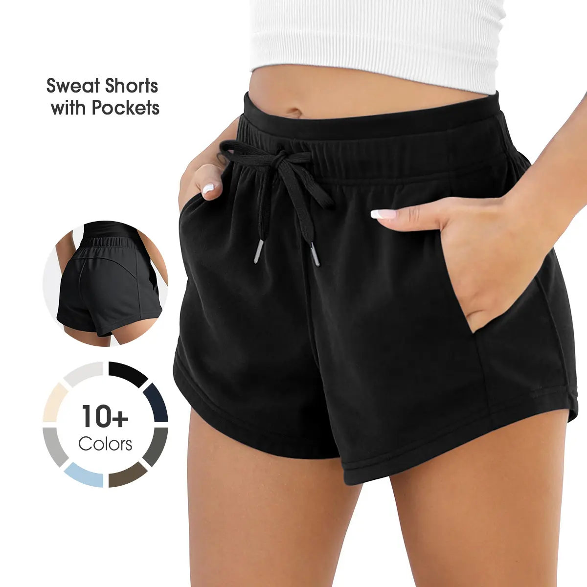 ODODOS Women's Sweat Shorts with Pockets Cotton French Terry Drawstring Summer Workout Casual Lounge Shorts summerwins,back to school shopping