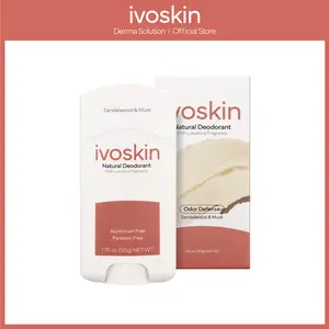 [IVOSKIN] Natural 72 Hour Odor Control Stick Aluminum Free for Women & Men Sandalwood Musk Scent 1.76 oz Gentle Formula Made in Korea Sensitive Body Care