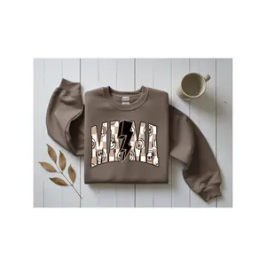 Leopard Print Lightning Bolt Mama Crewneck